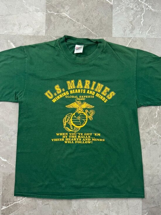 90s Vintage Marines Graphic Tee Mens Large USMC United State Marine Corps Funny - Picture 1 of 12